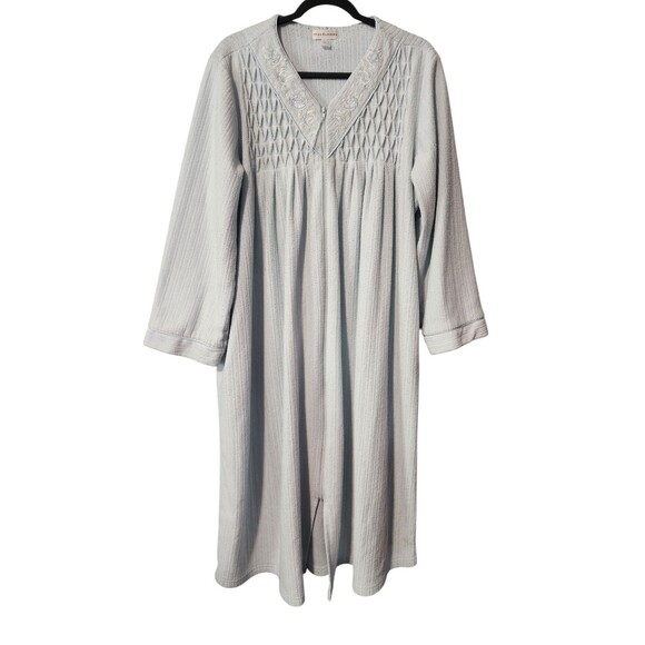 Miss Elaine Full Zip Terry Robe Sz XL Light Blue - Picture 1 of 11